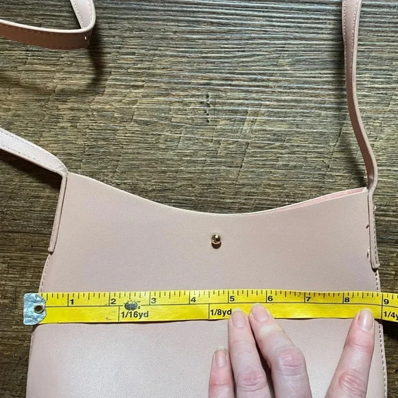 Anthropologie SAMARA shoulder bag EUC pale peony pink cottage core vegan suede - Picture 10 of 14